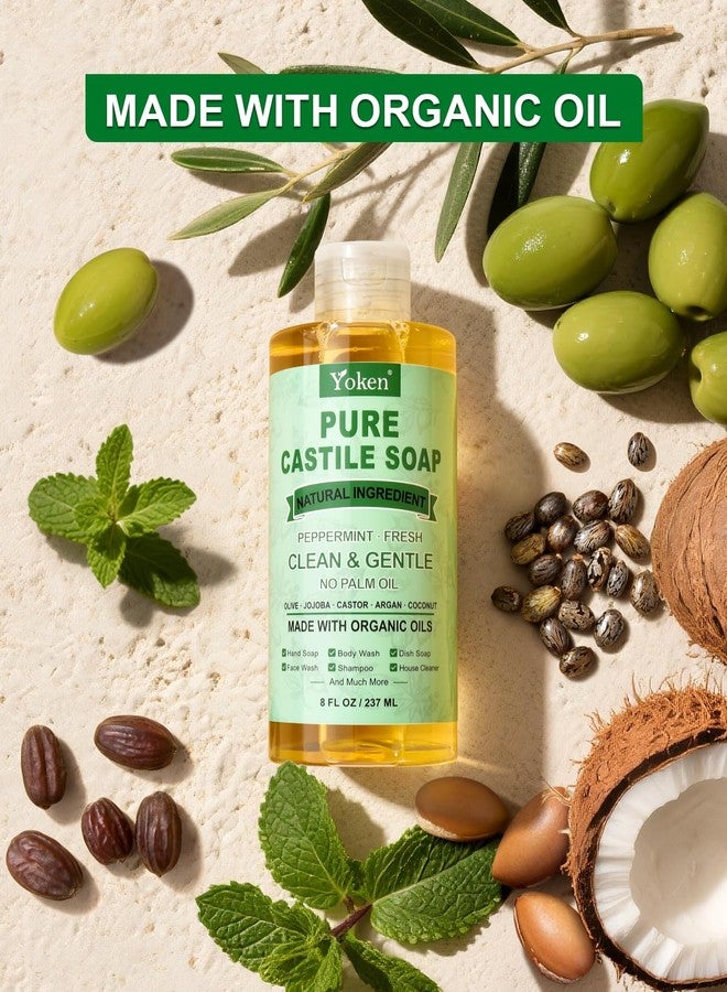 Yoken Peppermint Castile Soap Liquid 8 OZ, Made with Certified Organic Oils, Gentle Peppermint Soap for Body Wash, Face, Hands, Dishes, Laundry & More - Vegan & Natural Ingredients Versatile Cleanser - Image 5